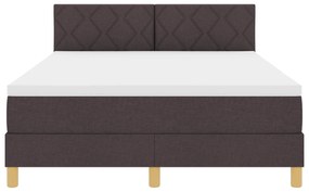 Cama Box Spring com Colchão Castanho Escuro 160x200 cm Tecido