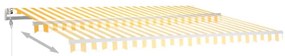 Toldo retrátil manual com luzes LED 4x3,5 m amarelo e branco