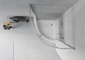 Mexen Rio cabine de duche semicircular 70 x 70 cm, faixas brancas, cromado + base de duche, branco - 863-070-070-01-20-4710