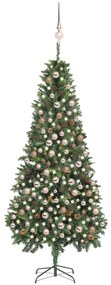 vidaXL Árvore Natal artificial pré-iluminada c/ bolas e pinhas 210 cm