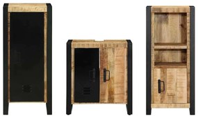 Conjunto de Móveis para Banheiro 3 pcs Madeira de manga maciça