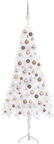 3077958 vidaXL Árvore Natal artif. canto c/ luzes LED/bolas 150 cm PVC branco