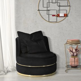POLTRONA PARIS Ø 84X72 CM PRETO E DOURADO