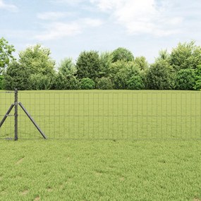 Cerca Euro com 13 Postes 0.8x25 m Aço Galvanizado Cinza