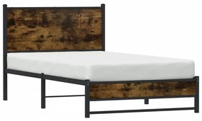 Estrutura de cama sem colchão 100x190 cm metal carvalho fumado