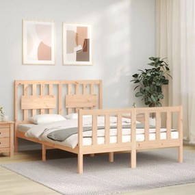 Estrutura de cama com cabeceira 140x190 cm madeira maciça