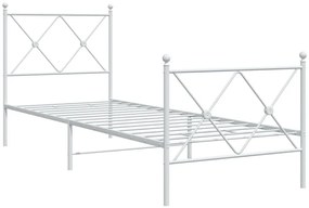 Estrutura de cama com cabeceira e pés 80x200 cm metal branco