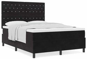 Cama Box com Colchão vidaXL Preto 140x200 cm Veludo
