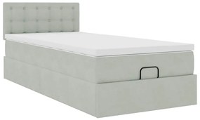 Estrutura de cama otomana com colchão cinza claro Veludo