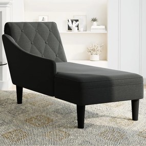 Chaise lounge c/ almofada/apoio de braços direito tecido preto