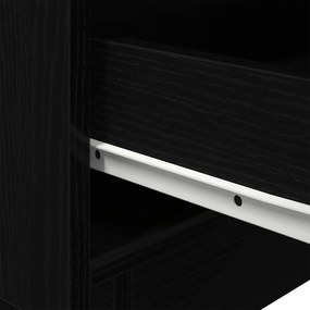 Cômodas de Cabeceira com Luzes LED 2 pcs Carvalho Preto 45x40x55 cm