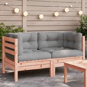 vidaXL Sofás canto p/ jardim c/ almofadões 2pcs madeira douglas maciça