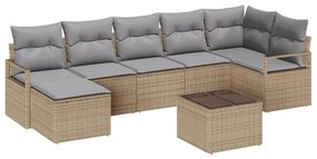 Conjunto de Sofá de Jardim com 8 Peças e Almofadas Rattan Preto