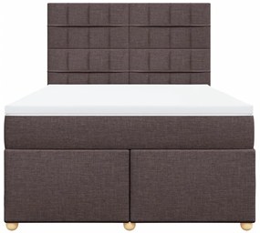 Cama com molas/colchão 160x200 cm tecido castanho-escuro