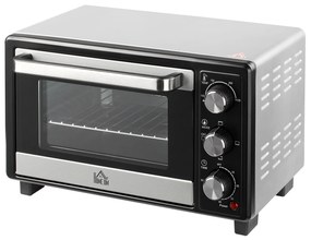 HOMCOM Mini Forno 16L 1400W com 3 Modos de Aquecimento Temperatura até 230°C Temporizador 60 Minutos 44x32x28,1 cm Prata | Aosom Portugal