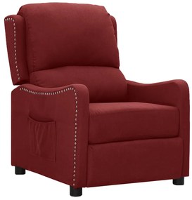 vidaXL Poltrona reclinável tecido vermelho tinto