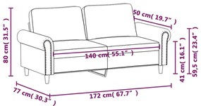 Sofá de 2 lugares 140 cm veludo cinza-escuro