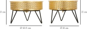 CONJUNTO DE 2 PORTA-VASOS BOSSY DOURADO E PRETO Ø 20,5X13-18X13 CM (PLANTAS NÃO INCLUIDAS)