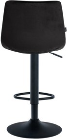 Banco de bar Jerry em veludo com estrutura preta 87-108,5 x 43 x 46,5 cm Preto
