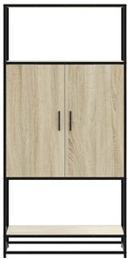Armário alto 68x35x139 cm madeira e metal carvalho sonoma