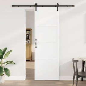 Porta Deslizante vidaXL com Kit de Ferragens Branca 78x232 cm Madeira Maciça de Pinho