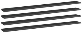 vidaXL Prateleiras estante 4pcs 100x10x1,5cm contrapl. preto brilhante