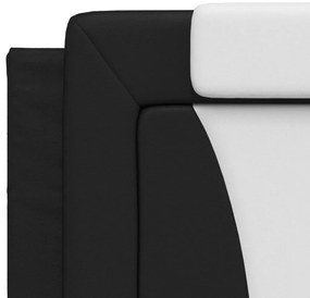 Almofadão de cabeceira 200 cm couro artificial preto e branco