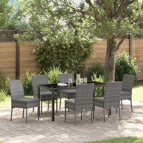vidaXL Conjunto de Jantar de Jardim 7 Peças Cinza Rattan Sintético