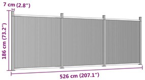 Painel de vedação 526x186 cm WPC cinzento