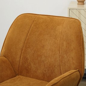 Poltrona Sala de Estar Moderna Poltrona de Leitura com Assento Largo e Acolchoado Estofada em Veludo Pés de Metal 70x67,5x87 cm Castanha