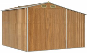 Abrigo de jardim 277x279x179 cm aço galvanizado castanho-claro