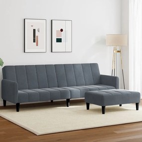 vidaXL Sofá-cama 2 lugares c/ apoio de pés veludo cinzento-escuro