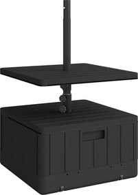 Outsunny Base para Chapéu de Sol Exterior 3 em 1 Mesa Auxiliar Ajustável Vaso Recarregável com Areia 80 kg Preto | Aosom Portugal