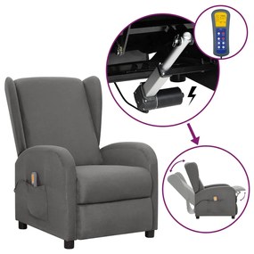 vidaXL Poltrona elevatória de massagens tecido cinzento-claro