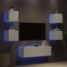 5 pcs móveis de parede para TV com luzes LED branco