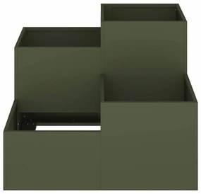 Plantador de Jardim vidaXL 100x100x60 cm Verde Azeitona em Aço
