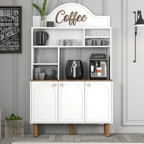 Armário Alto de Cozinha "Coffee" - 200x120x35 cm - Branco - Design Mod