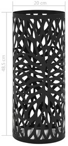 Suporte para guarda-chuvas com folhas em aço preto