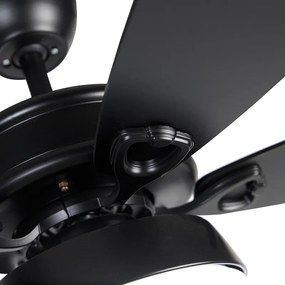 Ventilador de teto preto com controle remoto incluindo LED - Malaki Moderno