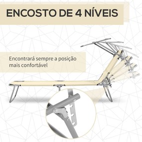 Espreguiçadeira de Jardim Dobrável com Toldo Removível e Ajustável em