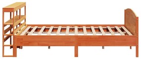 Cama sem colchão 200x200 cm pinho maciço castanho-mel