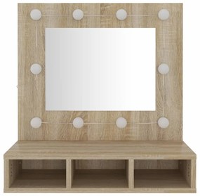Armário espelhado com LED 60x31,5x62 cm carvalho sonoma