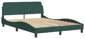Estrutura de cama sem colchão 140x200 cm veludo verde-escuro