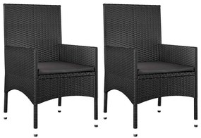 4 pcs conjunto lounge de jardim c/ almofadões vime PE preto