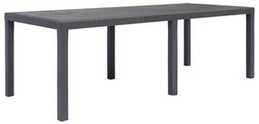 Mesa de jardim 220x90x72cm plástico castanho com aspeto de vime
