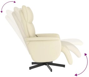 Cadeira massagens reclinável c/apoio pés couro artificial creme
