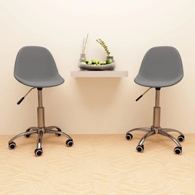 vidaXL Cadeiras de jantar giratórias 2 pcs tecido cinzento-claro