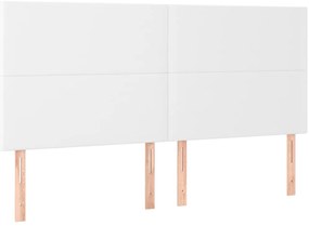 Cama com molas/colchão 200x200 cm couro artificial branco