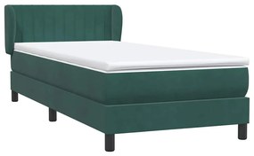 Cama com molas/colchão verde-escuro 80x210 cm veludo
