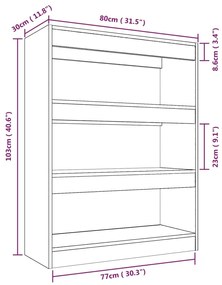 Estante/divisória madeira processada 80x30x103 cm cinza cimento